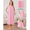 image:imageEkouaer Cotton Nightgowns for Women Long Pleated House Dresses with PocketsPink