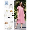 image:imageEkouaer Cotton Nightgowns for Women Long Pleated House Dresses with PocketsPink