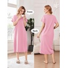 image:imageEkouaer Cotton Nightgowns for Women Long Pleated House Dresses with PocketsPink