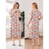 image:imageEkouaer Cotton Nightgowns for Women Long Pleated House Dresses with PocketsPink Flower