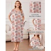 image:imageEkouaer Cotton Nightgowns for Women Long Pleated House Dresses with PocketsPink Flower