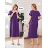 image:imageEkouaer Cotton Nightgowns for Women Long Pleated House Dresses with PocketsPurple