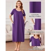 image:imageEkouaer Cotton Nightgowns for Women Long Pleated House Dresses with PocketsPurple