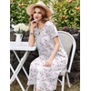 image:imageEkouaer Cotton Nightgowns for Women Long Pleated House Dresses with PocketsWatercolor Flowers Pink