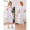image:imageEkouaer Cotton Nightgowns for Women Long Pleated House Dresses with PocketsWatercolor Flowers Pink