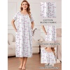 image:imageEkouaer Cotton Nightgowns for Women Long Pleated House Dresses with PocketsWatercolor Flowers Pink