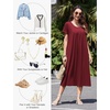 image:imageEkouaer Cotton Nightgowns for Women Long Pleated House Dresses with PocketsWine Red