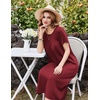 image:imageEkouaer Cotton Nightgowns for Women Long Pleated House Dresses with PocketsWine Red