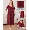image:imageEkouaer Cotton Nightgowns for Women Long Pleated House Dresses with PocketsWine Red