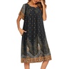 image:imageEkouaer House Dresses for Women with Pockets Short Sleeve NightgownBlack Feather