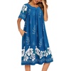 image:imageEkouaer House Dresses for Women with Pockets Short Sleeve NightgownBlue Flower