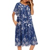 image:imageEkouaer House Dresses for Women with Pockets Short Sleeve NightgownEvening Blue Vines