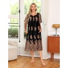 image:imageEkouaer House Dresses for Women with Pockets Short Sleeve NightgownFloral Black Gold