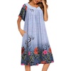 image:imageEkouaer House Dresses for Women with Pockets Short Sleeve NightgownFloral Light Blue