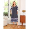 image:imageEkouaer House Dresses for Women with Pockets Short Sleeve NightgownFloral Navy Blue