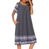 image:imageEkouaer House Dresses for Women with Pockets Short Sleeve NightgownFloral Navy Blue