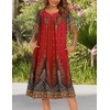 image:imageEkouaer House Dresses for Women with Pockets Short Sleeve NightgownFloral Red