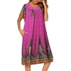 image:imageEkouaer House Dresses for Women with Pockets Short Sleeve NightgownFloral Rose Red