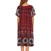 image:imageEkouaer House Dresses for Women with Pockets Short Sleeve NightgownFloral Wine Red