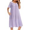 image:imageEkouaer House Dresses for Women with Pockets Short Sleeve NightgownGarden Purple