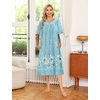 image:imageEkouaer House Dresses for Women with Pockets Short Sleeve NightgownGreen Flower