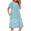 image:imageEkouaer House Dresses for Women with Pockets Short Sleeve NightgownGreen Flower