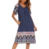 image:imageEkouaer House Dresses for Women with Pockets Short Sleeve NightgownNavy Blue