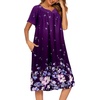 image:imageEkouaer House Dresses for Women with Pockets Short Sleeve NightgownPurple Black Floral