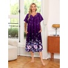 image:imageEkouaer House Dresses for Women with Pockets Short Sleeve NightgownPurple Black Floral