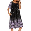 image:imageEkouaer House Dresses for Women with Pockets Short Sleeve NightgownPurple Flower