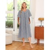image:imageEkouaer House Dresses for Women with Pockets Short Sleeve NightgownStripe Navy