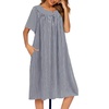 image:imageEkouaer House Dresses for Women with Pockets Short Sleeve NightgownStripe Navy