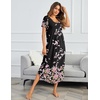 image:imageEkouaer Long Nightgowns for Women Soft House Dress Short Sleeve Night DressBlack Flower