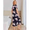image:imageEkouaer Long Nightgowns for Women Soft House Dress Short Sleeve Night DressBlack Pink Flowers