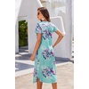 image:imageEkouaer Long Nightgowns for Women Soft House Dress Short Sleeve Night DressBlue Flower