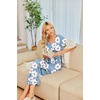 image:imageEkouaer Long Nightgowns for Women Soft House Dress Short Sleeve Night DressBlue White Flowers