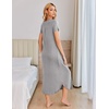 image:imageEkouaer Long Nightgowns for Women Soft House Dress Short Sleeve Night DressGrey