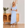 image:imageEkouaer Long Nightgowns for Women Soft House Dress Short Sleeve Night DressLight Blue
