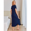 image:imageEkouaer Long Nightgowns for Women Soft House Dress Short Sleeve Night DressNavy Blue
