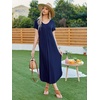 image:imageEkouaer Long Nightgowns for Women Soft House Dress Short Sleeve Night DressNavy Blue