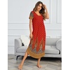 image:imageEkouaer Long Nightgowns for Women Soft House Dress Short Sleeve Night DressPeacock Feather