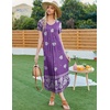 image:imageEkouaer Long Nightgowns for Women Soft House Dress Short Sleeve Night DressPurple Floral