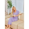 image:imageEkouaer Long Nightgowns for Women Soft House Dress Short Sleeve Night DressPurple Flower