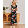 image:imageEkouaer Long Nightgowns for Women Soft House Dress Short Sleeve Night DressRed Flowers