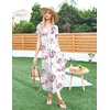 image:imageEkouaer Long Nightgowns for Women Soft House Dress Short Sleeve Night DressWhite Pink Flower