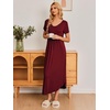 image:imageEkouaer Long Nightgowns for Women Soft House Dress Short Sleeve Night DressWine Red