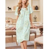 image:imageEkouaer Moo Moos for Women Short Sleeve House Dress with PocketsGreen Floral