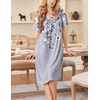 image:imageEkouaer Moo Moos for Women Short Sleeve House Dress with PocketsGrey Floral