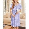 image:imageEkouaer Moo Moos for Women Short Sleeve House Dress with PocketsPurple Floral