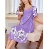 image:imageEkouaer Moo Moos for Women Short Sleeve House Dress with PocketsPurple White Flower